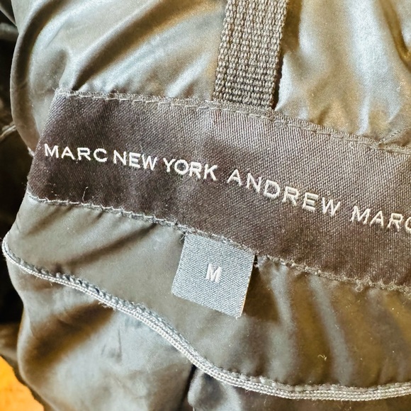 Andrew Marc Black Puffer Coat with Fur Trim - Picture 11 of 11